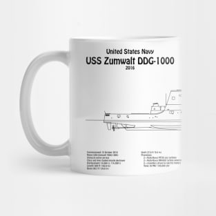 USS Zumwalt DDG-1000 Destroyer ship plans - BDpng Mug